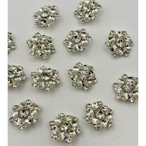 Vintage Crystal Rhinestone Buttons-Prong Set-Lot of 4-Estate Find